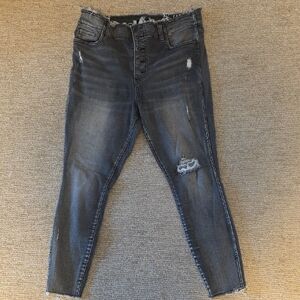Kut from the Kloth Distressed Black Ankle Jeans